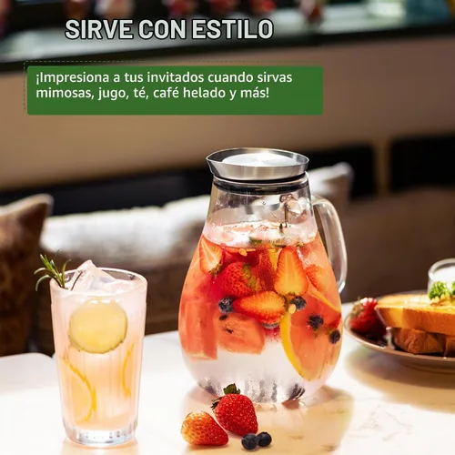 Vista 6 de SUSTEAS Jarra de vidrio de 2 litros y 68 oz con tapa y asa, borosilicato