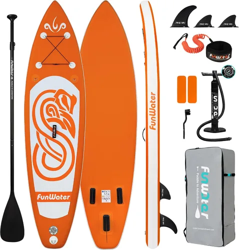 Vista 12 de FunWater Inflatable Stand Up Paddle Board with Beginners SUP Accessories 10'6'' SUP,Anti-Slip EVA Deck,200-450lbs Capacity/Big Fin，Inflatable