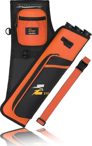 Vista 12 de SUNYA Carcaj de cadera de tiro con arco para flechas. Incluye 3 tubos de soporte de flecha, bolsillos de accesorios y cinturón de cintura. Apto