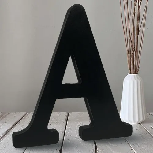 Vista 8 de AOCEAN Letras de madera negra de 10 pulgadas, letras de madera sin terminar para Halloween, letras decorativas de pie, rebanadas, decoración