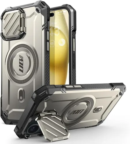 Vista 9 de SUPCASE Funda para iPhone 16e/17e con soporte (Unicorn Beetle Mag XT), [compatible con MagSafe] [Soporte integrado para cámara] Funda magnética Negro
