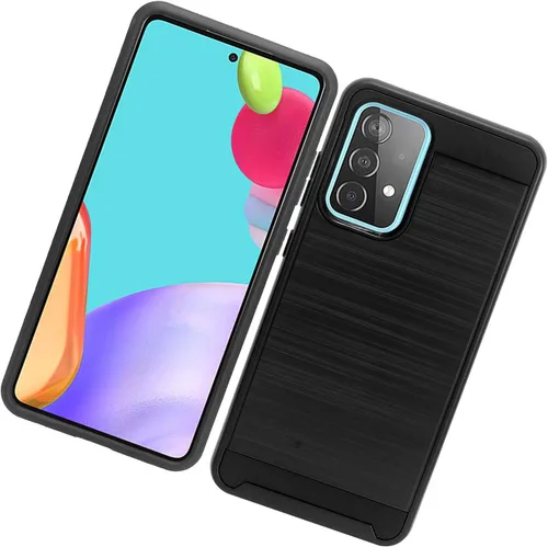 Vista 5 de Para Samsung Galaxy A52 5G (SM-A526) - Funda de teléfono estilo cepillado - CS3 Negro