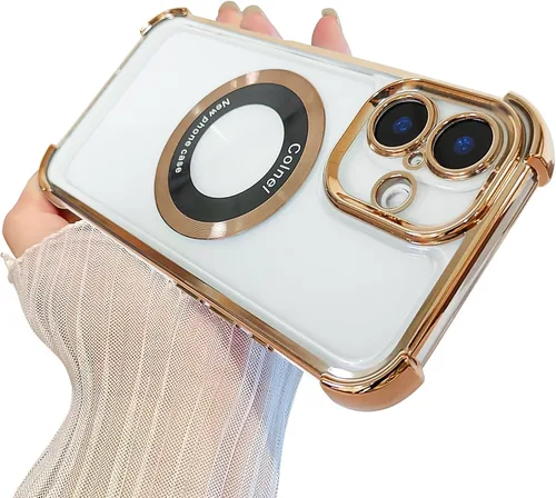 Vista 51 de Funda magnética transparente para iPhone 11, funda de lujo con cuatro esquinas brillantes, protección a prueba de golpes de grado militar