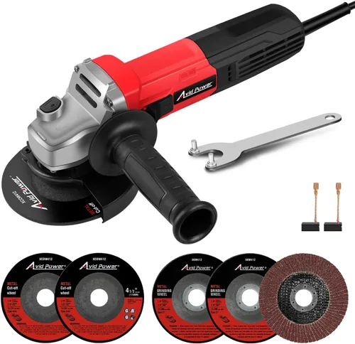 Vista 10 de AVID POWER Amoladora angular de 7.5 amperios y 4-1/2 pulgadas, herramientas eléctricas con muelas, ruedas de corte, disco de solapa y mango auxiliar