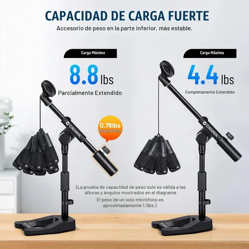 Vista 4 de CAHAYA Soporte de Micrófono de Escritorio Ajustable - Brazo Articulado Soporte de Micrófono de Escritorio Base Metálica con Peso Marco en A Soporte