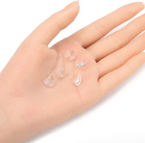 Vista 2 de 20 cuentas colgantes de cristal de corazón de amor de San Valentín de 0.394 pulgadas (0.394 in), cuentas sueltas de diamantes de abril transparentes