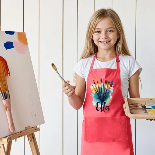Vista 3 de Delantal con Nombre Personalizado para Pintura y Manualidades de Niños – Idea de Regalo Única para Calcetín Navideño para Niños y Niñas – Regalo