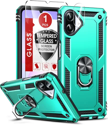Vista 317 de LeYi Funda para Samsung Galaxy A05 (no compatible con A05S) con protector de pantalla y protector de lente de cámara, funda resistente de grado Negro