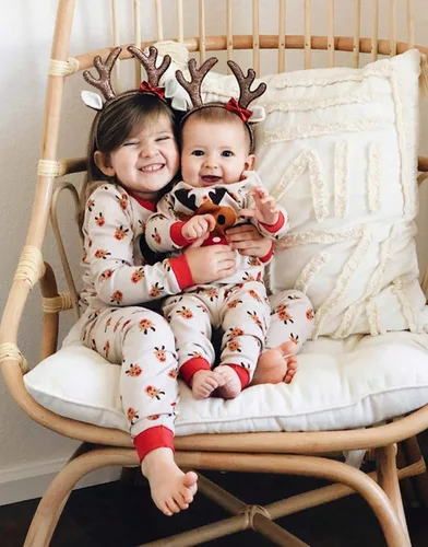 Vista 113 de VAENAIT BABY Infant Toddler Kids Adult Couple Family Matching Women Men Christmas Pjs Xmas Holiday Buffalo Plaid Pajama Set