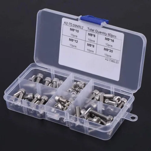 Vista 4 de 60pcs M5 Acero Inoxidable Plano Avellanado Cabeza Redonda Tornillos Tornillos Cabeza Tornillo de Cabeza Surtido Kit Sujetadores Tapa Tornillos DUOER