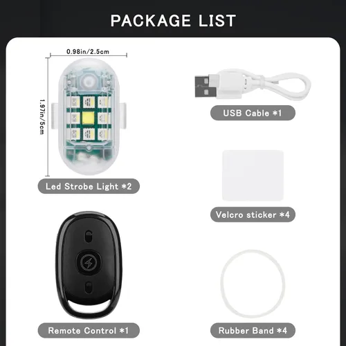 Vista 8 de SEISSO Paquete de 2 luces estroboscópicas LED inalámbricas con control remoto anticolisión, carga USB, kit de luces de emergencia para drones, luces