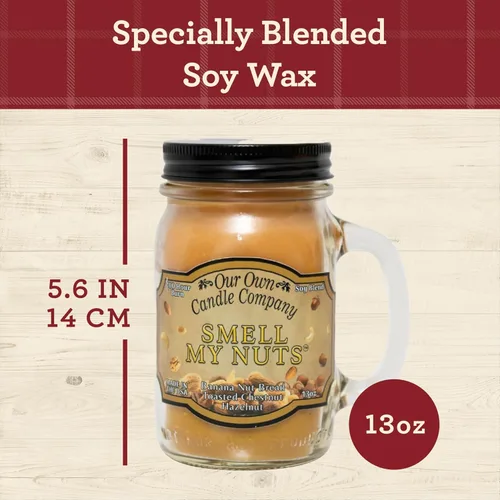 Vista 3 de Our Own Candle Company - Vela perfumada Smell My Nuts en frasco Mason de 13 oz - Fabricada en Estados Unidos