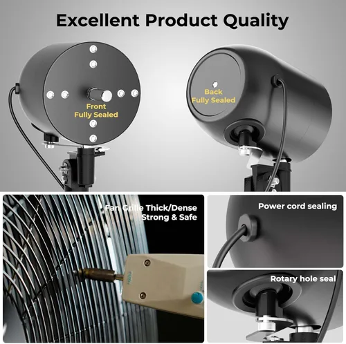Vista 3 de FUGOO Eco BLDC Motor Ventilador de pared silencioso para exteriores, 20 pulgadas, 2 paquetes