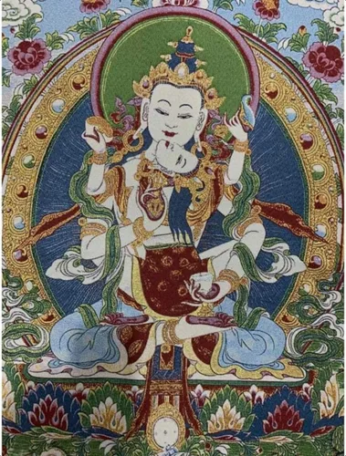 Vista 3 de Bordado de seda tibetano Thangka budista Vajrakila Mahāsattv Tangka Yoga Budista Tapiz colgante de pared Arte de pared Decoración del hogar Tapiz