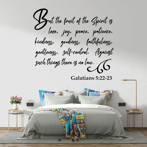 Vista 10 de Calcomanías de pared con versículo bíblico con cita religiosa con alas de paloma y círculo, calcomanías de pared con versículos de las Escrituras