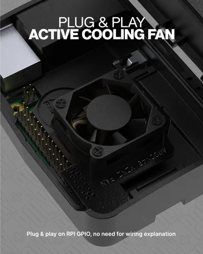 Vista 6 de Funda de plástico Argón Poly+ Funda de plástico Raspberry Pi 4 con ventilador controlable PWM y disipador de calor Parte superior extraíble