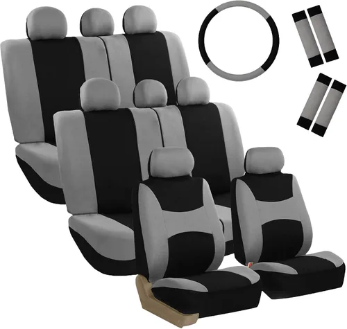 Vista 11 de FH Group FB030217 - Juego de fundas de asiento de tela ligera y transpirable, compatible con bolsa de aire y divisiones. Se adapta a la mayoría