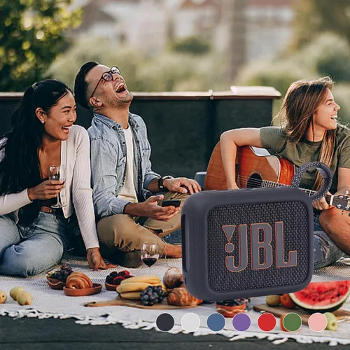 Vista 8 de Funda de silicona para altavoz Bluetooth impermeable JBL Go 4, color azul Estuche azul