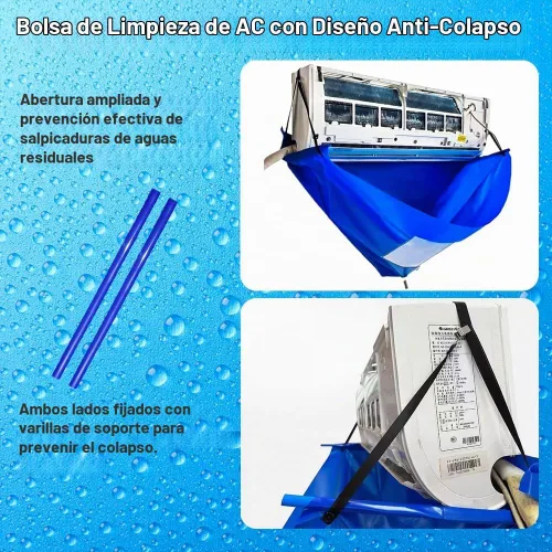 Vista 2 de Bolsa de limpieza de aire acondicionado con varillas de soporte, kit de cubierta mini dividida, cubierta de limpieza de aire acondicionado