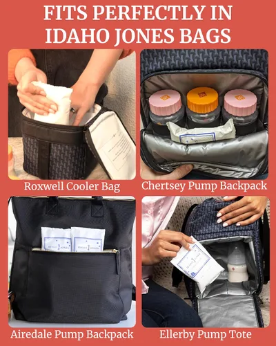 Vista 8 de Idaho Jones Bolsa de hielo de leche materna para almacenamiento de biberones, lactancia, congelador y bolsa enfriadora de leche Bolsas de hielo