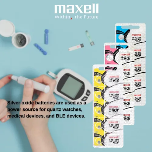 Vista 3 de Paquete de 5 baterías de reloj de óxido de plata Maxell SR516SW SR62 317 D317