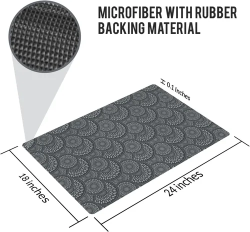 Vista 5 de Alfombrilla de tocador de baño de 24 x 18 pulgadas, microfibra sin deslizamiento, diseño gris 1S