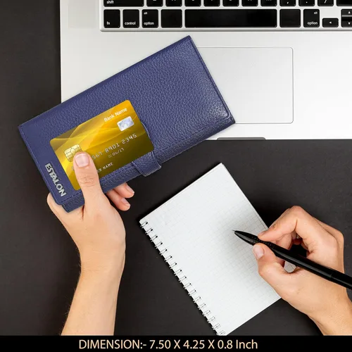 Vista 4 de Carteras de piel con bloqueo RFID, para cheques, con 11 ranuras para tarjetas, para mujer