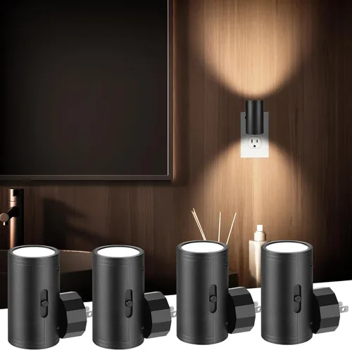 Vista 12 de Luz nocturna LED enchufable, luces nocturnas enchufables a la pared, sensor de atardecer a amanecer, brillo ajustable de 5-300 lúmenes, 2700 K