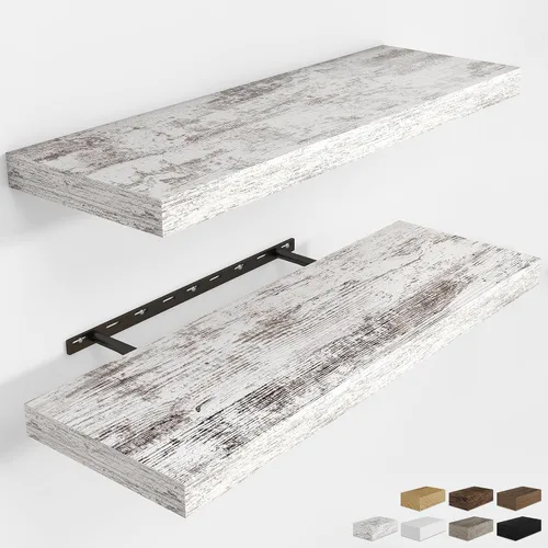 Vista 61 de RICHFOCUS Estantes flotantes de 8 pulgadas para estantes cuadrados de pared para dormitorio, cocina, baño, estante flotante de madera rústica