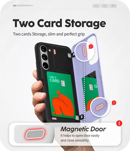 Vista 205 de GOOSPERY Parachoques magnético para puerta compatible con Galaxy S9 Plus, tarjetero tipo billetera con cierre automático por iman, funda protectora