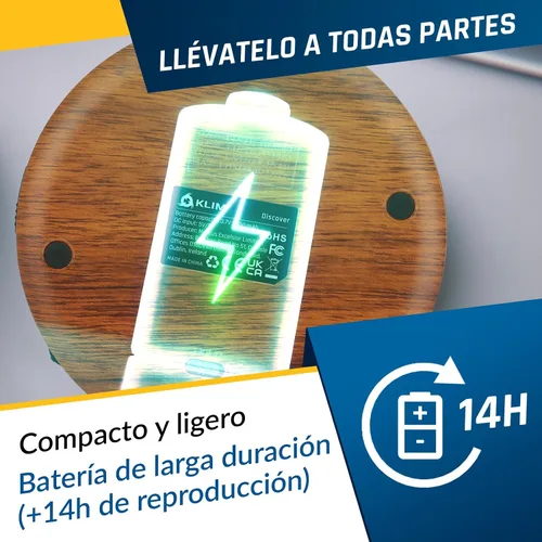 Vista 4 de KLIM Discover Wood + Reproductor de CD portátil Walkman con batería de larga duración + Nuevo + con auriculares + Radio FM + Reproductor de CD MP3