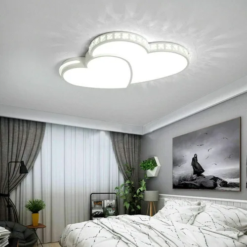 Vista 2 de Lámparas de techo LED creativas de 20.47 pulgadas, lámparas modernas de acrílico de montaje empotrado, luz de techo en forma de corazón, iluminación