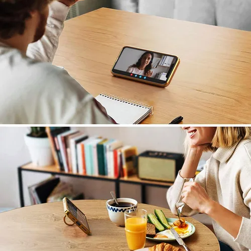 Vista 8 de IDweel Funda para iPhone 11 con soporte de anillo de 360° con soporte magnético, ligera, delgada, borde de oro rosa, TPU suave, protección