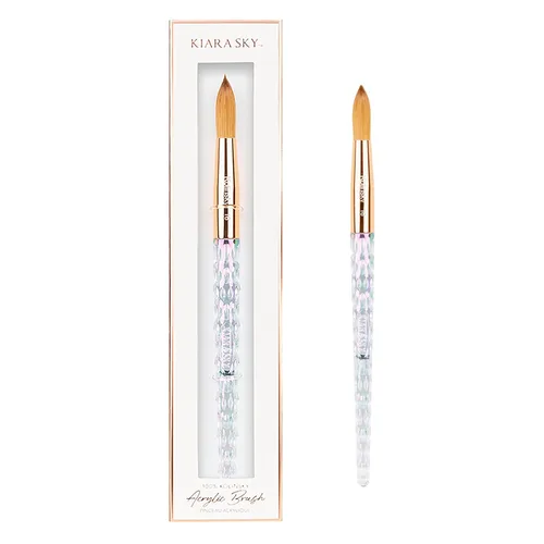 Vista 18 de Kiara Sky Pincel Acrílico #8 - Negro 100% Puro Kolinsky Mango de Corte de Cristal y Resistente al Acetona