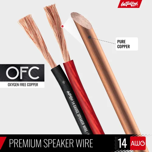 Vista 5 de Cable de cable de altavoz de calibre 14 AWG (OFC), 30 pies, coche o cine en casa por Install Link