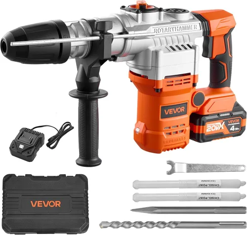 Vista 13 de VEVOR Taladro de martillo rotatorio SDS-Plus de 1 pulgada, taladros con cable de 8 amperios, martillos cinceladores resistentes con embrague