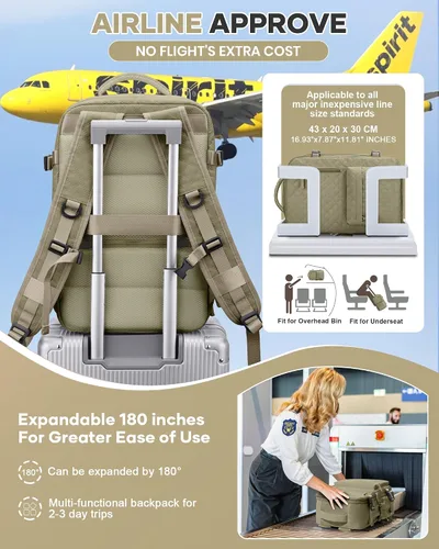 Vista 5 de VGCUB Mochila de viaje grande para mujer, mochila para laptop, a1-caqui, Moderno