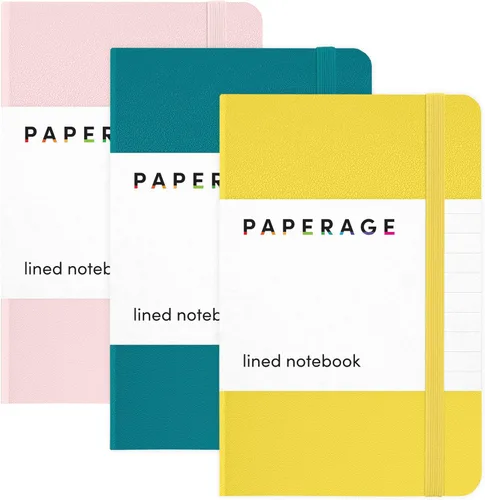 Vista 24 de Juego de 2 cuadernos blocs de notas de bolsillo pequeño, pauta universitaria, 3.7 x 5.6 pulgadas, minidiario de tapa dura, papel grueso de 3.5 Negro