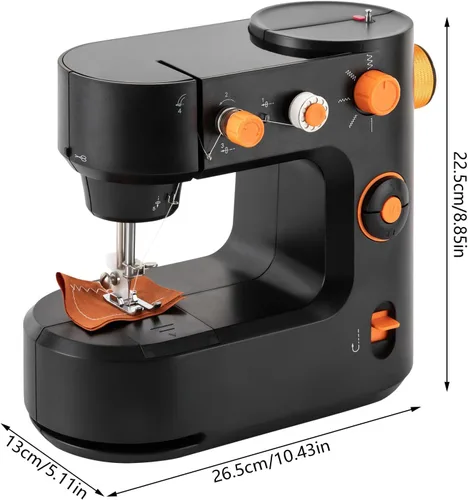 Vista 9 de Máquina de coser portátil, mini máquina de coser de 2 velocidades, kit de costura seguro y máquina de coser pequeña fácil de usar con luz LED, pedal