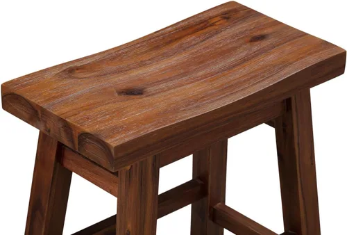 Vista 8 de Boraam Sonoma Taburete Alto Tipo Silla de Montar sin Respaldo para Comedor - Castaño con Acabado Cepillado - Juego de 2