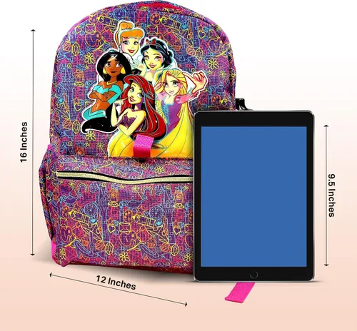 Vista 5 de Juego de mochila de 16 pulgadas para niñas y niños, mochila escolar para niños de jardín de infantes y primaria con accesorios para la escuela