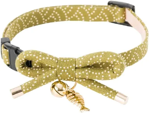 Vista 2 de Necoichi Zen Fish Charm Collar de gato (verde)