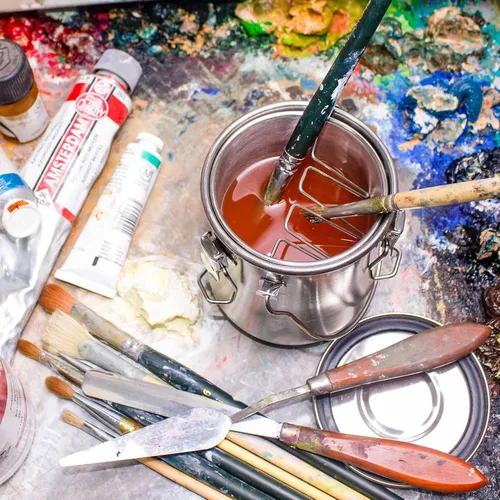 Vista 6 de Limpiador de Pinceles de Acero Inoxidable Hermético para Pintura al Óleo y Acrílico, Limpiador de Pinceles con Perlas de Limpieza y Escurridor