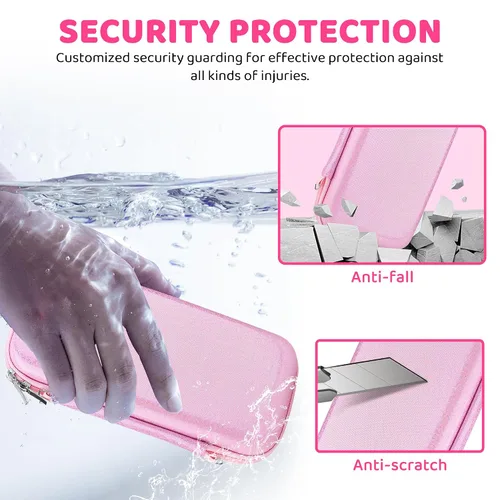 Vista 5 de Glitter Pink Carrying Case for Nintendo Switch OLED, Hard Portable Travel Case for Switch OLED Accessories with Clear Glitter Protective Cover