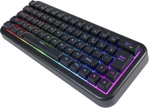 Vista 8 de Teclado inalámbrico para juegos %60, recargable de 2000 mAh, 2.4 G, teclado inalámbrico retroiluminado LED, teclado ergonómico con teclas