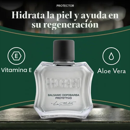 Vista 2 de Proraso Bálsamo para después del afeitado, protector e hidratante con aloe vera y vitamina E para piel seca, 3.4 onzas líquidas (paquete de 1)