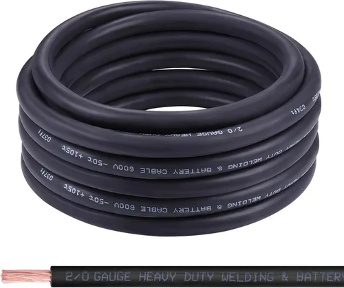 Vista 27 de Cable de batería calibre 1/0, 10 pies rojo + 10 pies negro, 1/0 AWG, alambre de cobre puro, cable de soldadura, para automotriz, batería, solar