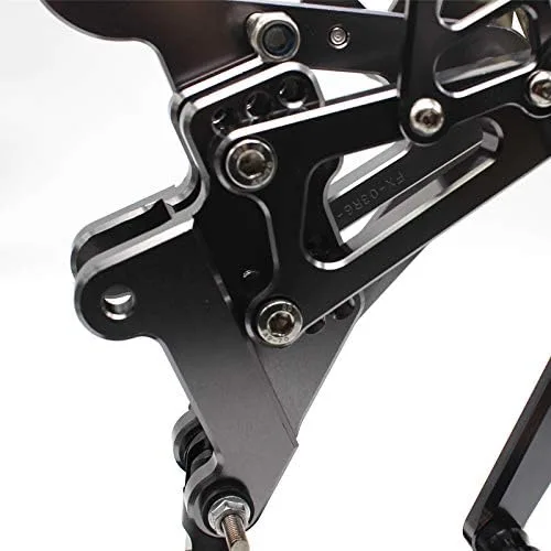 Vista 2 de Krace Juego de estriberas delanteras para motocicleta, reposapiés, pedales de cambio de freno, totalmente ajustables, apto para Yamaha YZF R6
