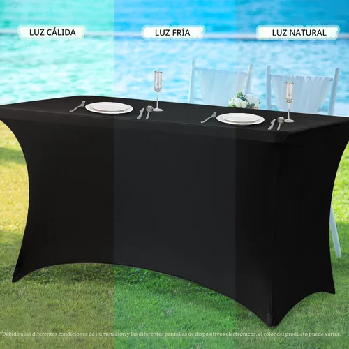 Vista 7 de Obstal Paquete de 6 Fundas de Mesa Elásticas de Spandex para Mesas de 6 Pies - Mantel Rectangular Universal Ajustado de 6 Pies Protector para Bodas