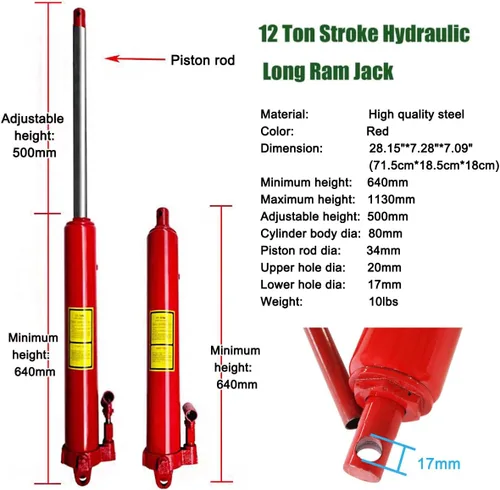 Vista 2 de Grúa de elevación del motor de Jack Ram Jack Ram Jack hidráulica de 12 toneladas de carrera resistente con mango